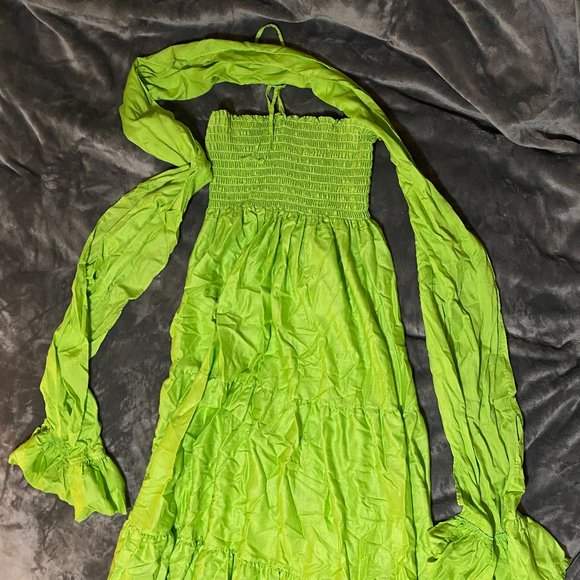 Vintage 1970s Green Maxi Dress with Matching Shawl - Picture 3 of 4